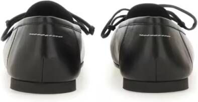 MM6 Maison Margiela Leather Ballerina Flats With Square Toe in zwart