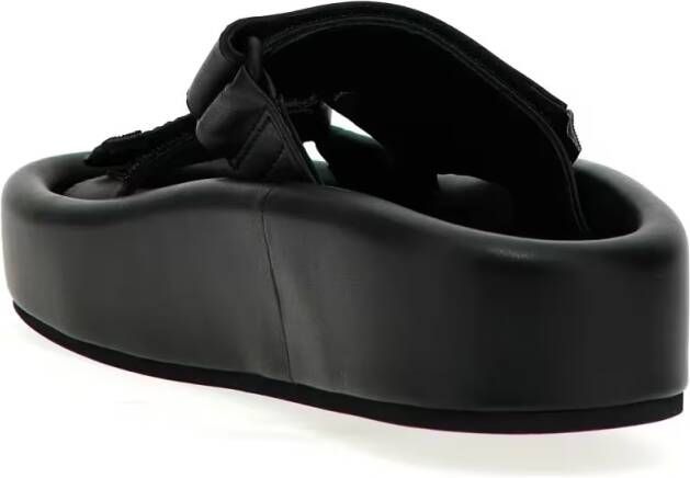 MM6 Maison Margiela Sandalen Adjustable Black Leather Sandals With Rubber Sole in zwart