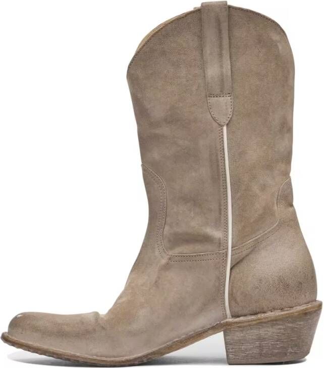 Moma Boots Ankle Boots With Distressed Calf Leather in bruin