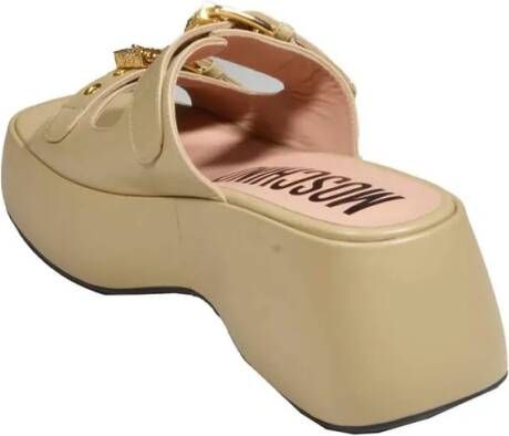 Moschino Sandalen Beige Leather Platform Buckles Sandals in beige