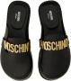 Moschino Sandalen Black Leather Sandal With Logo Detail in zwart - Thumbnail 1