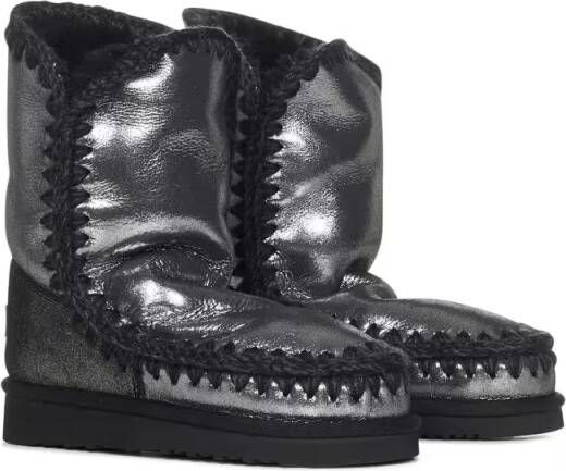Mou Boots Black Microglitter Double-Face Sheepskin Ankle Boo in zwart