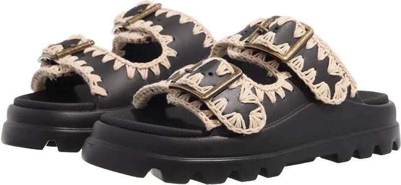 Mou Sandalen Eva One-Piece Slide Two-Buckle in zwart