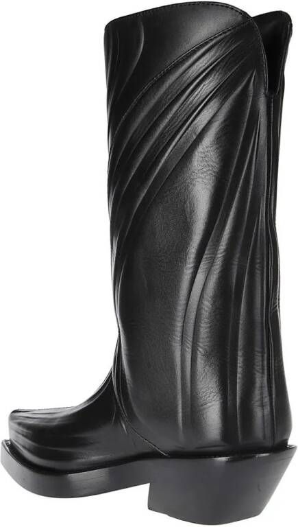 Mugler Boots Pointed Leather Texan Boot in zwart