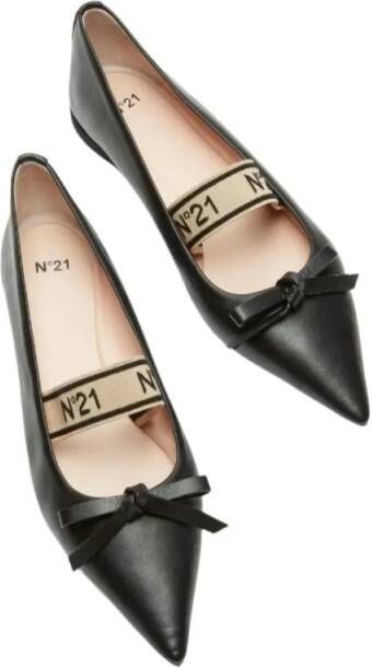 N°21 Leather Ballet Pumps in zwart