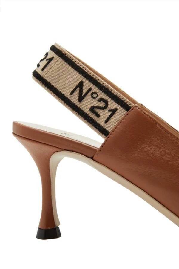 N°21 Sandalen Leather Slingback Pumps in bruin