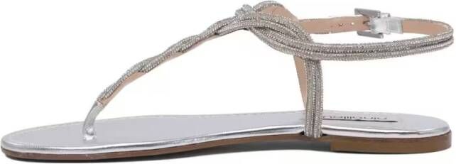 Ninalilou Sandalen Braided Leather Sandals With Silver Finish in rood