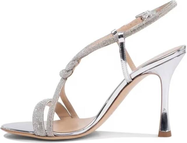 Ninalilou Sandalen Silver Leather Sandals With Delicate Embellishment in wit