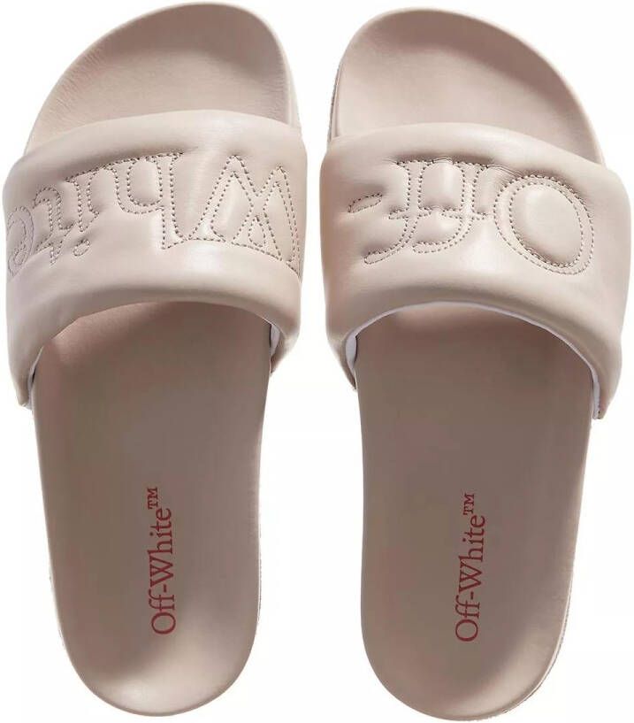 Off-White Slippers Bookish Leather Sponge Slider in crème
