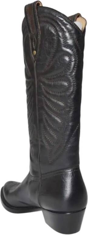 PAOLA D'ARCANO Boots Black Leather Ohio Cowboy Boots in zwart