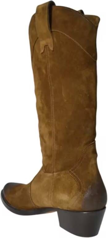 PAOLA D'ARCANO Boots Brown Suede Arizona Cowboy Boots in bruin