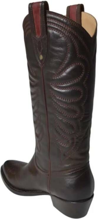 PAOLA D'ARCANO Boots Dark Brown Leather Ohio Cowboy Boots in bruin
