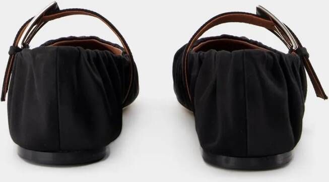 Paris Texas Ballerinas Sveva Plisse Silk Black in zwart