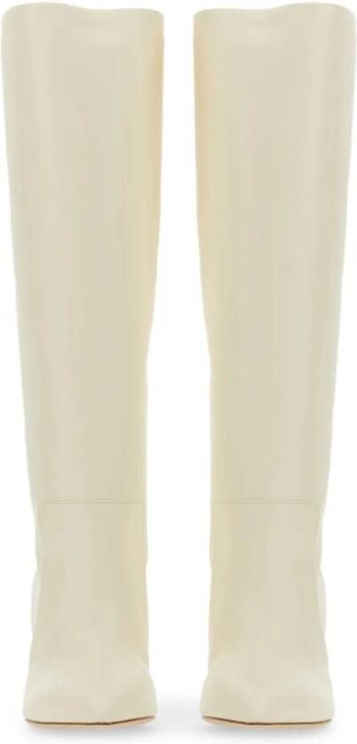 Paris Texas Boots Knee-High Leather Boots With Pointed Toe in wit