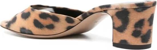 Paris Texas Sandalen Open-Toe Calfskin Sandals With Vibrant Leopard Pri in bruin
