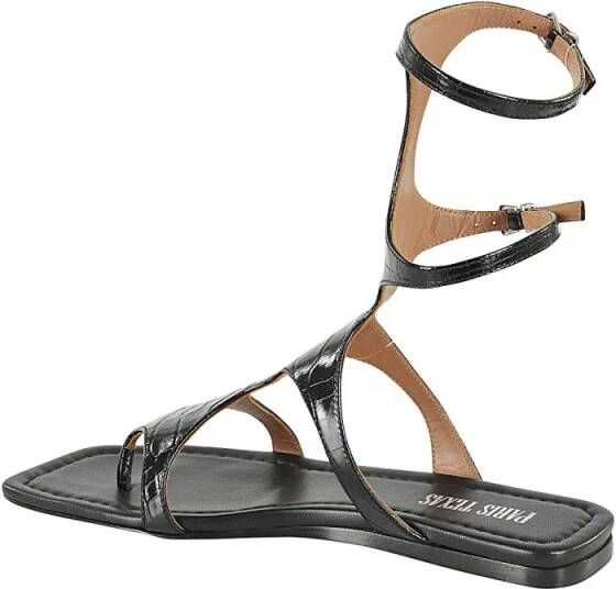 Paris Texas Sandalen Uma Flat Sandal in zwart