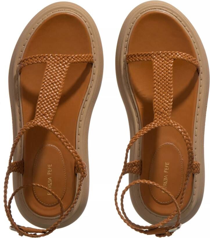 PATRIZIA PEPE Platte Sandaal Toffee Oranje Leer Brown Dames - Foto 3