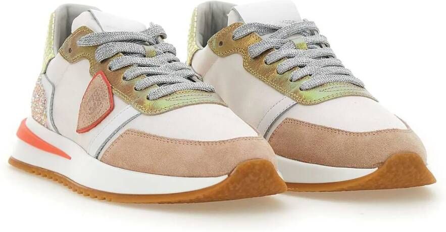 Philippe Model Low-Top Sneakers Beige Sneakers With Suede And Leather Panels in wit