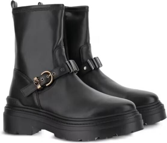 Pinko Boots Ankle-High Leather Boots in zwart