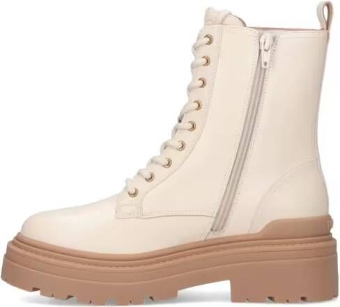 Pinko Boots Ankle-High Leather Boots With Gold Hardware Detail in wit