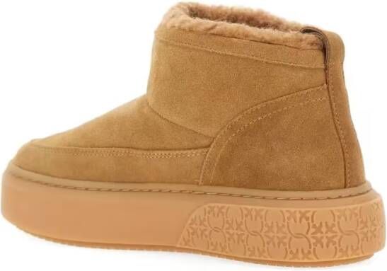 Pinko Boots Beige Suede Platform Boots in bruin