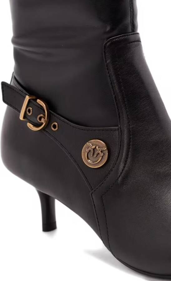 Pinko Boots Knee-High Black Boots With Pointed Toe in zwart