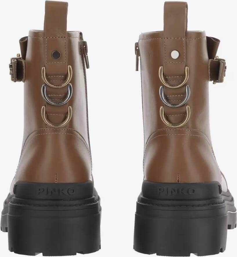 pinko Boots Mia 21 Leather Ankle Boots in bruin