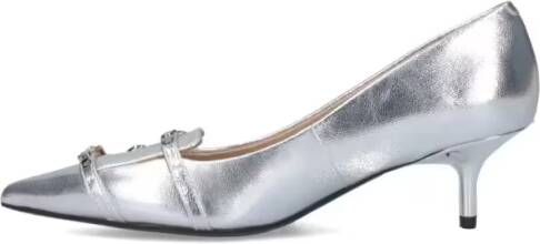 Pinko Hoge hakken Pointed Slip-On Pumps With Metallic Silver Leather in zilver