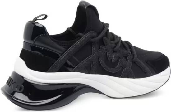 Pinko Low-Top Sneakers Black Sneakers With Mixed Material Panels in zwart