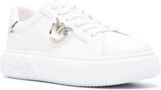 Pinko Low-Top Sneakers Panelled White Calf Leather Sneakers With Love Bir in wit - Foto 15