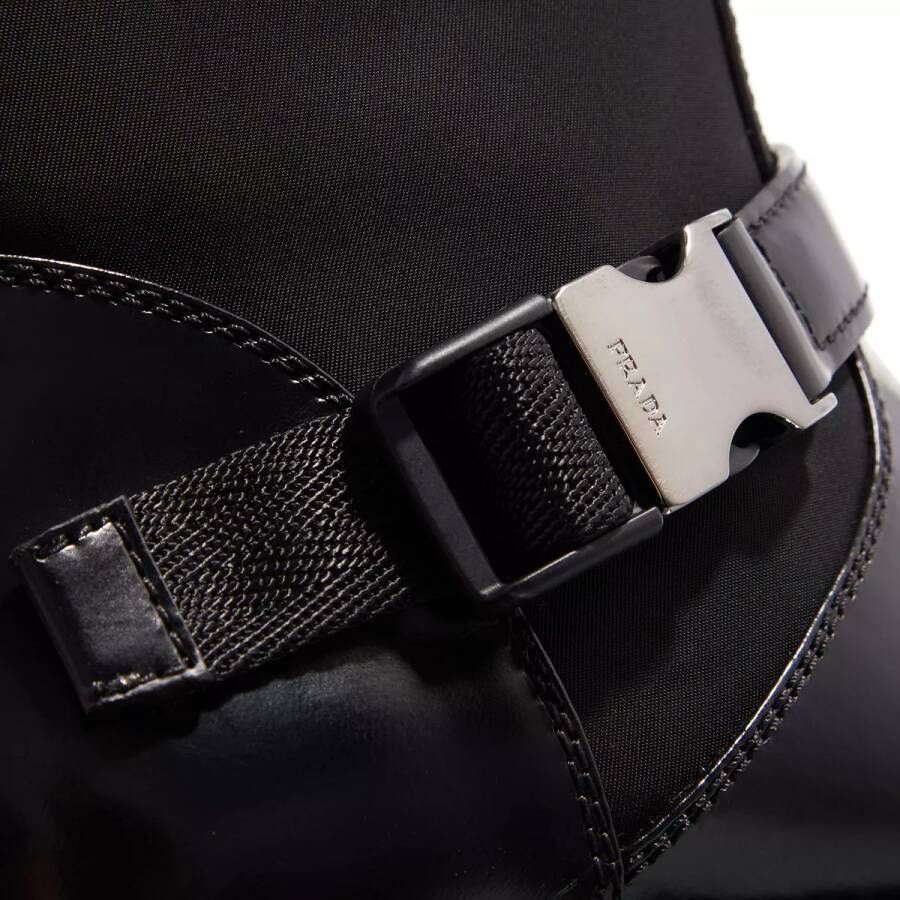 Prada Boots & laarzen Logo Plate Panel Buckle Boots in zwart