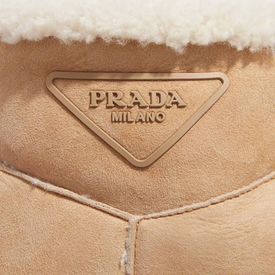 Prada Boots & laarzen Triangle Logo Suede Boots in beige