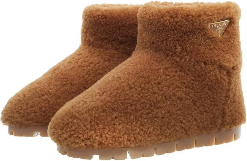 Prada Enkellaarzen Boots with Shearling in bruin