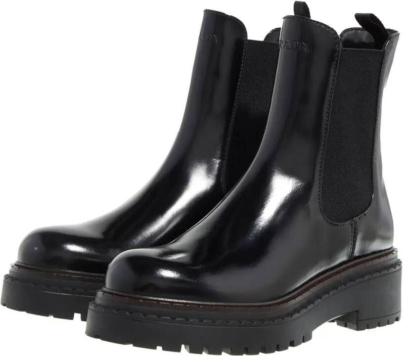 Prada Enkellaarzen Logo Ankle Boots in zwart