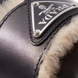 Prada Slippers Clogs Leather in black