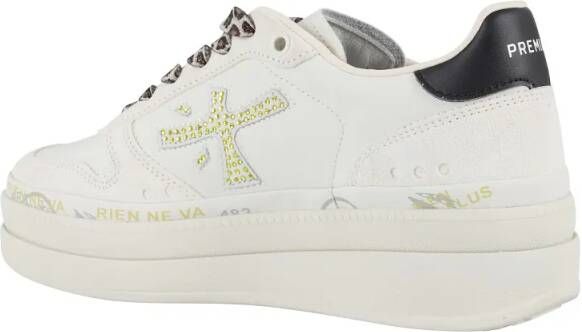 Premiata Low-Top Sneakers Animal Print Laces Ivory Leather And Suede Sneaker in wit
