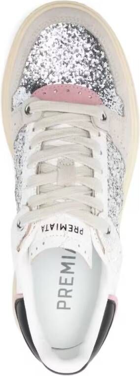 Premiata Low-Top Sneakers Glitter Chic Silver Sneakers in wit