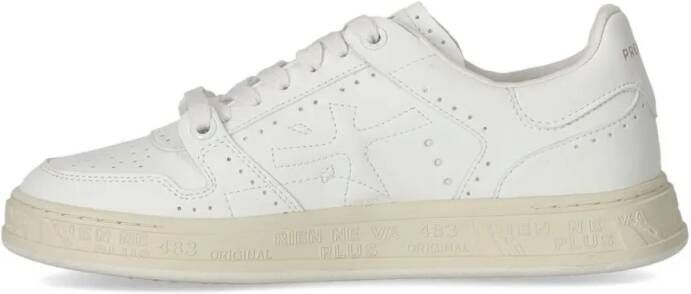 Premiata Low-Top Sneakers Leather Quinnd 7424 Sneaker With Stitched Logo in wit