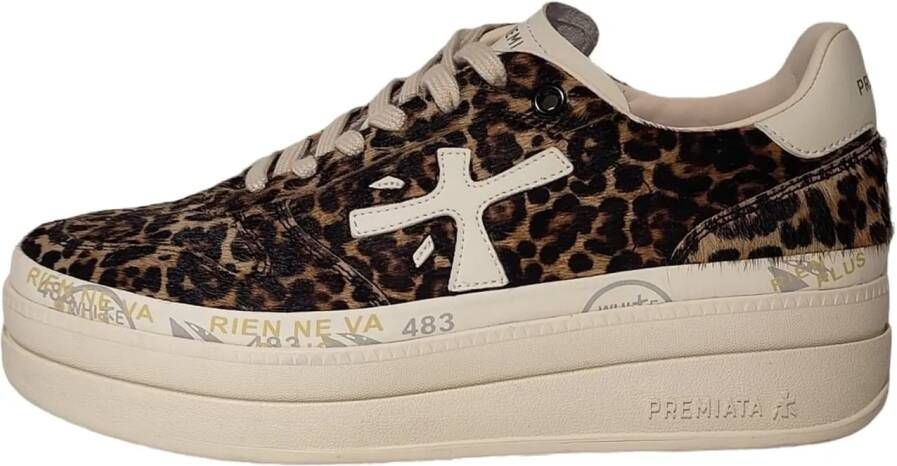 Premiata Low-Top Sneakers Leopard poils logo Ecru Micol Fe in meerkleurig