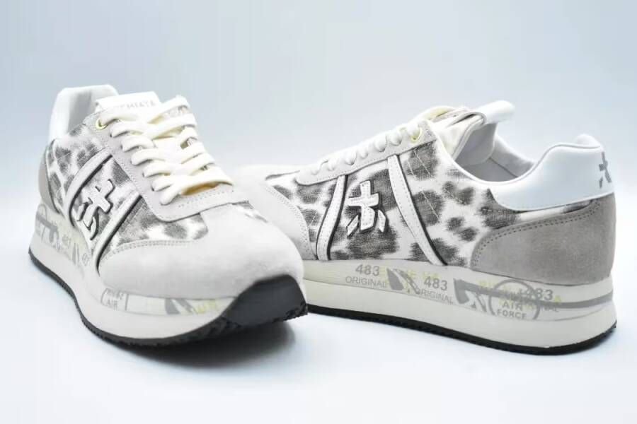 Premiata Low-Top Sneakers Spotted Lace-Up Shoes With Cushioned Sole in wit