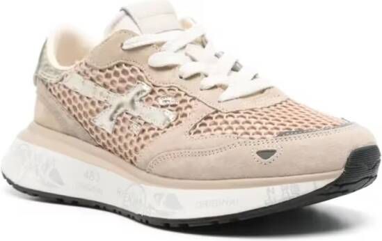 Premiata Low-Top Sneakers With Suede Accents in beige