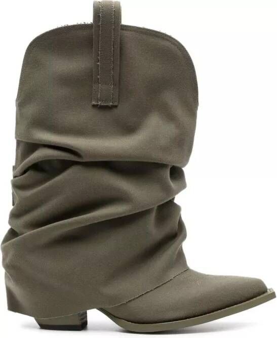 R13 Boots Low Rider Slouchy Cowbody Boots in groen