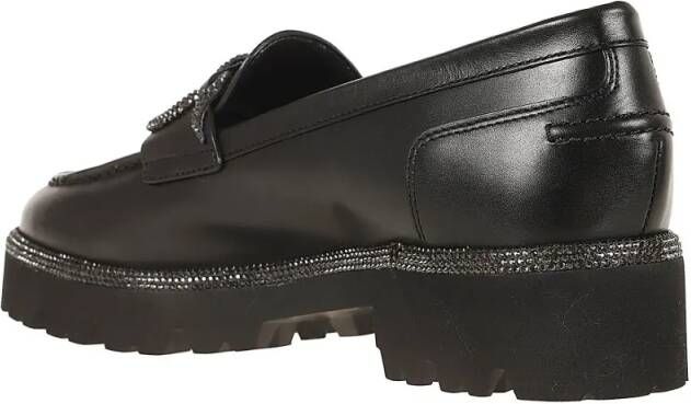 René Caovilla Loafers Morgan Leather Moccasin in zwart