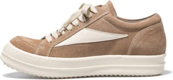 Rick Owens Low-Top Sneakers Beige Sneakers With Subtle Side Stripe in beige