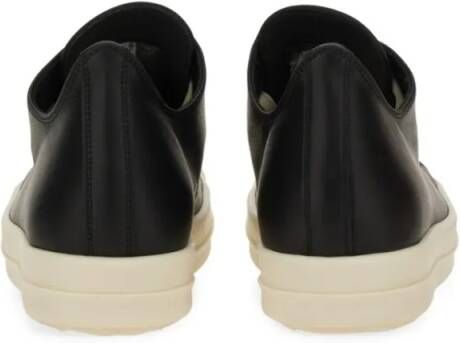 Rick Owens Low-Top Sneakers Black Leather Sneakers in zwart