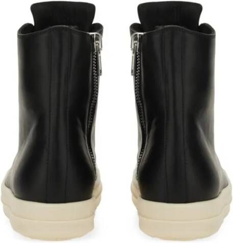 Rick Owens Low-Top Sneakers High-Top Leather Sneakers in zwart