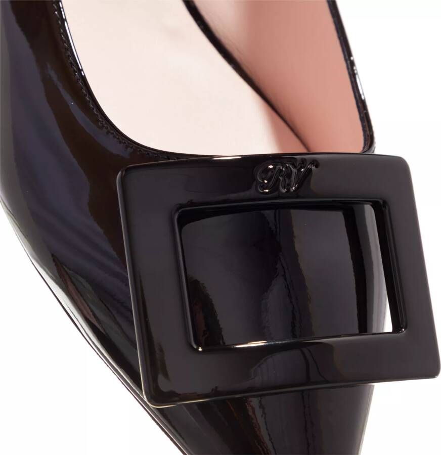 Roger Vivier Loafers & ballerina schoenen Enamel Plain Leather Logo Ballet Shoes in zwart