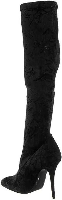 Saint Laurent Boots & laarzen Ella Knee High Crushed Velvet Boots in zwart