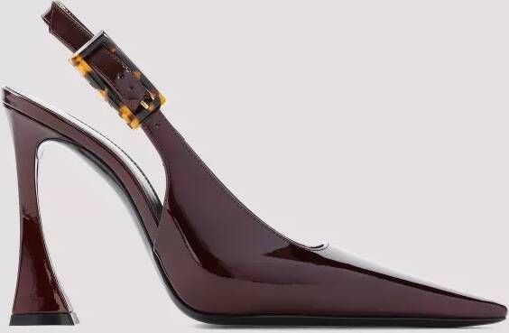 Saint Laurent Hoge hakken Stone Sevilla Brown Patent Leather Pumps in rood