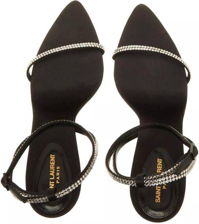 Saint Laurent Pumps & high heels Georgia Crêpe Satin Sandals With Rhinestones in zwart